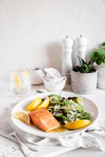 Seared lemon-butter salmon with Italian salad